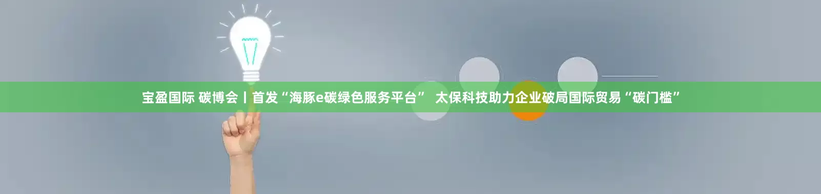 宝盈国际 碳博会丨首发“海豚e碳绿色服务平台”  太保科技助力企业破局国际贸易“碳门槛”